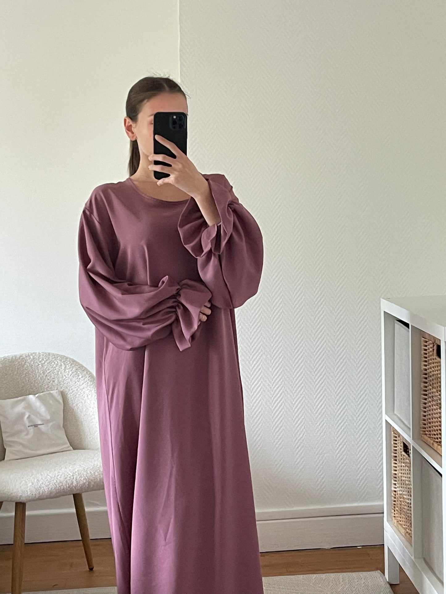 Abaya froncé aux manches